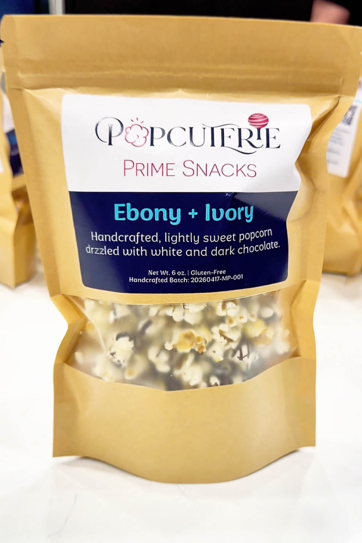 ebony and ivory choclate drizzled popcorn
